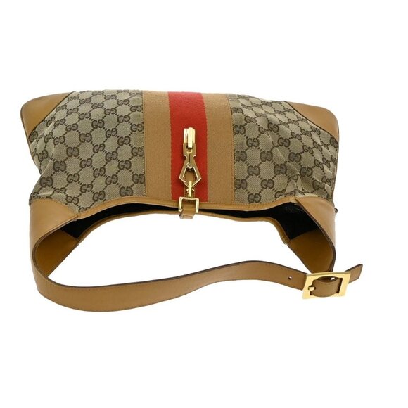 GUCCI Logo Sherry GG Pattern Shoulder Hobo Bag Canvas Leather Brown GHW 62YH376 - Picture 5 of 16